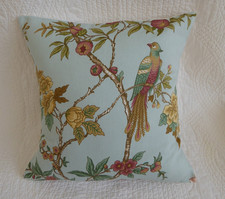 16" inch Cushion Cover Blue Pink Green Grey Oriental Bird Flower Handmade 40cm