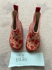 Kids Girls Pink with ladybird pattern Playshoes Wellie Boots UK4 EU20