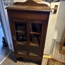 Beautiful Mid 20th Century Glass Fronted Miniature Bookcase Oak with Shelves VGC