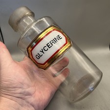 NICE LATE VICTORIAN CLEAR GLASS CHEMIST SHOP ROUND POISON BOTTLE GLYCERINE