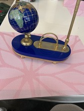 Offıce Desk Nıce Globe And Pen Dısplay Object. Made Off Lapıs Mother Of Pearl.