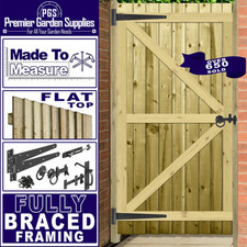 Custom Wooden Garden Gate Feather Edge Fully Framed Flat Top Treated Timber Door