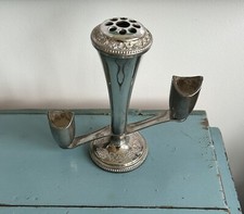  Vintage Grenadier Silver Plate Bud Vase & Double Candle Holder Grapes & Vines 