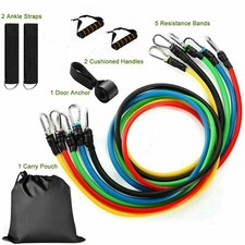 11PCS Set Resistance Bands Workout Exercise Crossfit Fitness Yoga Training Tubes
