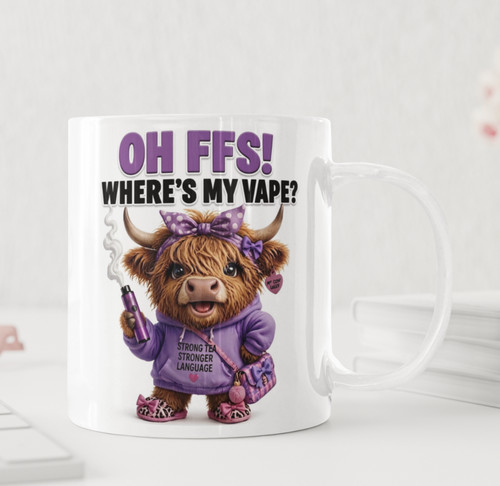 Funny purple highland cow mug - funny,