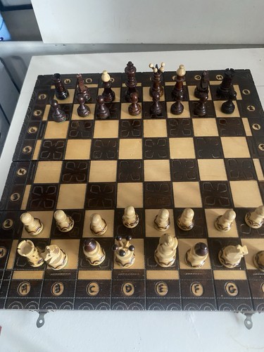 Vintage wooden travel chess - vintage,