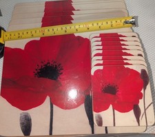 vintage set poppy place mats