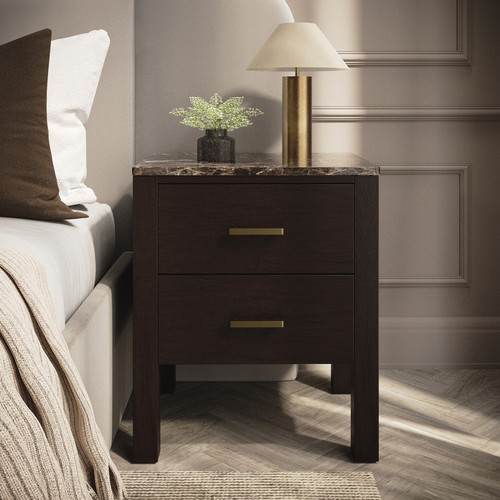 Dark wood drawer bedside - 2,