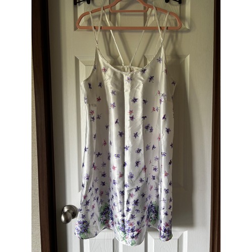 White satin floral chemise - satin,