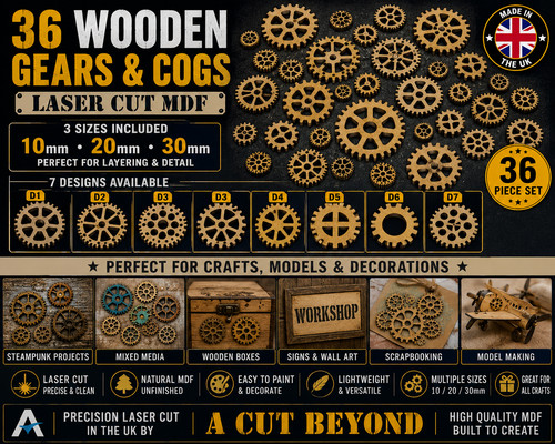 Wooden gears cogs 10mm - wooden,