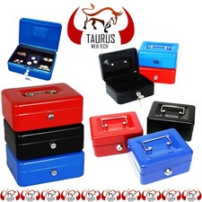 MONEY Bank CASH Deposit BOX Steel Tin Security Safe Petty Key Lockable Metal UK 