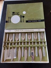 Oneida 6 Pairs of FishEaters Fish Fork Knife Slice Solid Stainless Steel Vintage