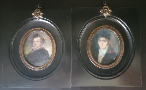 Pair vintage miniature framed - vintage,