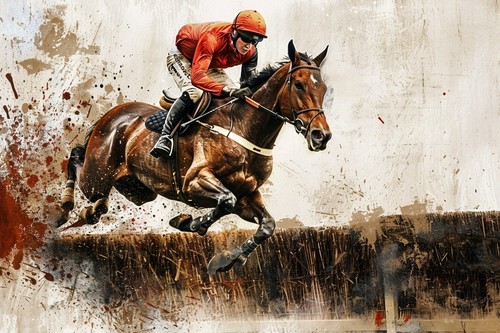 Horse racing canvas picture - horse,