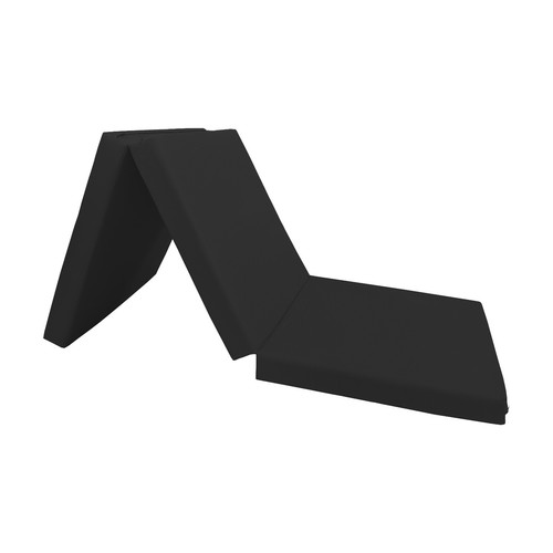 Black tri fold foam bed - black,