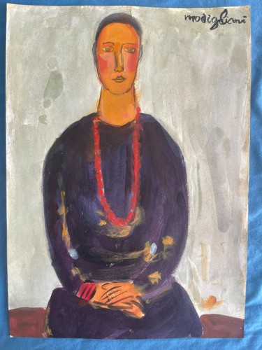 Modigliani painting drawing - drawing, on
