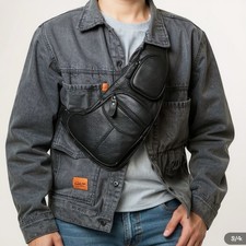 Mens Black Leather Crossbody