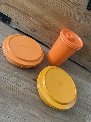 3pc vintage orange tupperware - vintage,