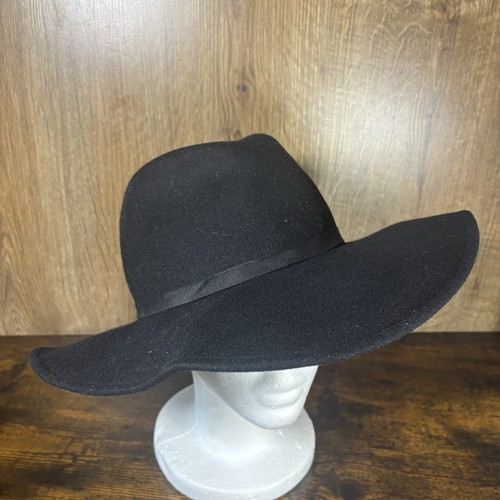 Zara black wide brim - black, wool