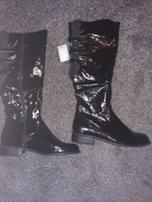 Stunning New Black Patent Faux Fur Winter Boots Size 8 EU 41 Look