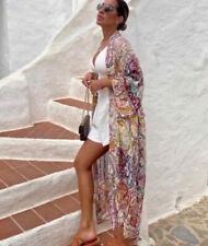 ZARA PRINTED KIMONO JACKET With Belt Metallic Fibre Size M Bloggers Favourite