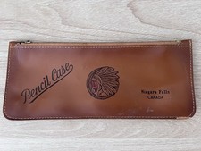 Rare Vintage Niagara Falls Canada Leather Pencil Case – Embossed Native Motif