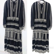 ZARA Black Linen Boho Midi