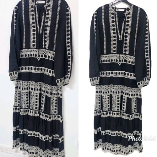Zara black linen - linen, midi