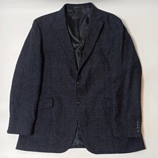 M&S Moon Men's Worsted Wool Tweed Jacket Classic Designer - Blue - Size 46" L