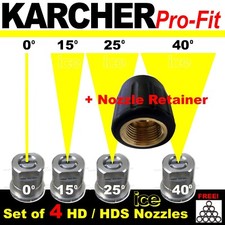 KARCHER Steam Cleaner Pressure Power Nozzle Jets  0° 15° 25° 40° + Retainer Set