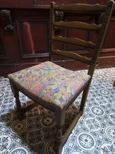 3 X  Pub Restaurant Seats Vintage Used Wood Ladder Bar Back Chairs Furniture