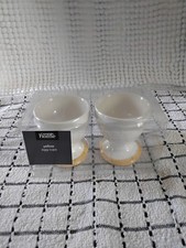 Pair Of large Duck / Goose / Chicken Egg Cups Cream With Yellow Rim At Base