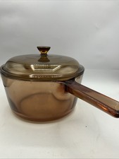 Corning Vision Amber Glass Saucepan with Pyrex lid – France, 16–18 cm Z1