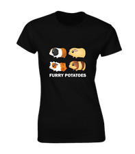FURRY POTATOES LADIES T SHIRT FUNNY CUTE ANIMAL LOVER DESIGN JOKE GUINEA PIG TOP
