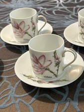 Royal Limoges 6 Moka Cups Floral Decor Signed Artois / Superb