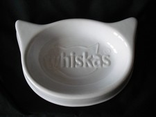 WHISKAS CERAMIC BOWL, CAT FOOD / WATER DISH, UNUSED, WHITE, 21 cm WIDE, BRANDED