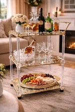 Gold Crystal Bar Cart 3 Tier