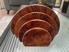 Vintage Letter Holder Rack Art Deco Burl Thuya Wood Half Moon