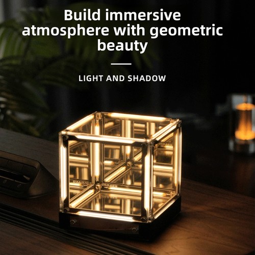 Yellow infinity mirror cube - cube, 4d