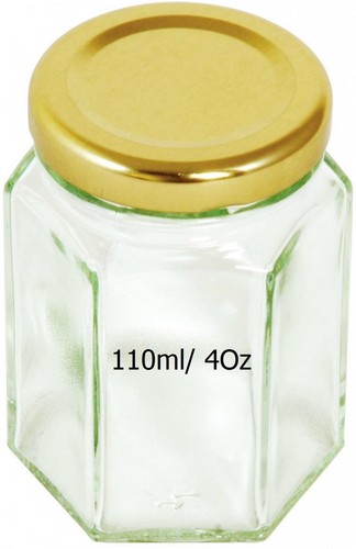 Hexagonal glass jar 110ml 4oz - hexagonal,