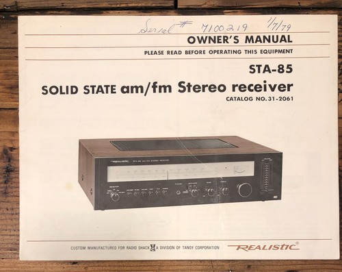 Realistic sta receiver - realistic, sta-85