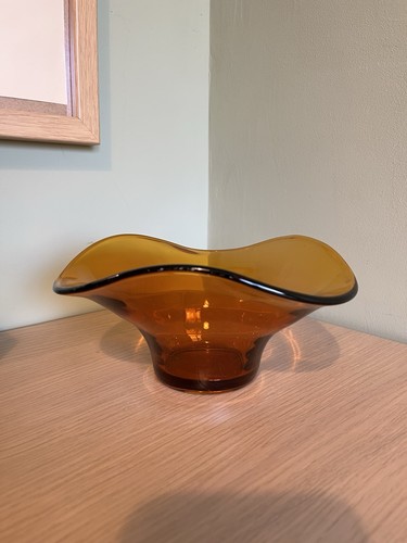 Vintage amber glass dish - amber, dish,