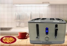 Russell hobbs Inspire 4 slice toaster Defrost Wide Slots Blue LED 24384 Cream