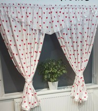 Amazing Contemporary White Curtain Red Hearts with tie-backs Girls room Valentin