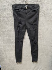 Hera London Men's Black Ripped Skinny Jeans Size 34L Drainpipe Spray-on Stretchy