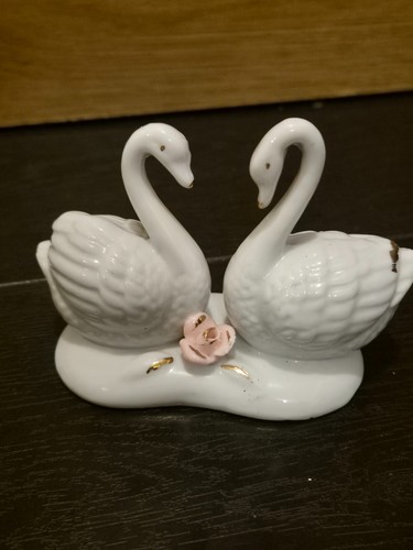 White porcelain swans - white, ornament