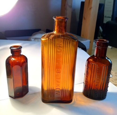 Old brown glass bottles - brown, 3