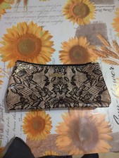 Victoria's Secret Nude Black Lace Make Up Bag New No Tags Or Box