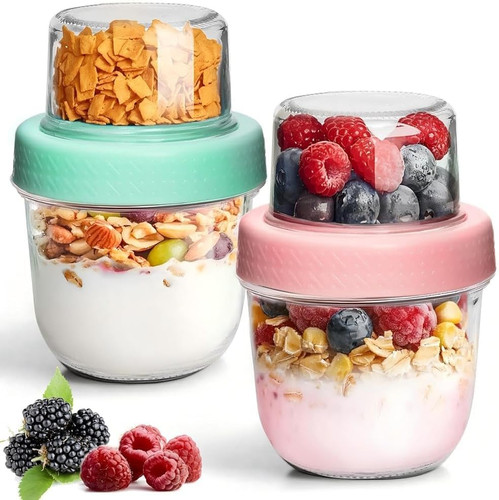 Overnight oats jar with - oats,