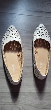 White Leather Ballerina Flat Shoes Size 5 Reduced